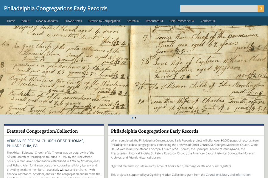 Digitizing Philadelphia's Historic Congregations